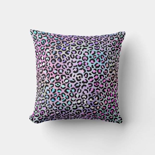 Almofada *~* Manchas negras Leopard Rainbow Animal Print (Frente)