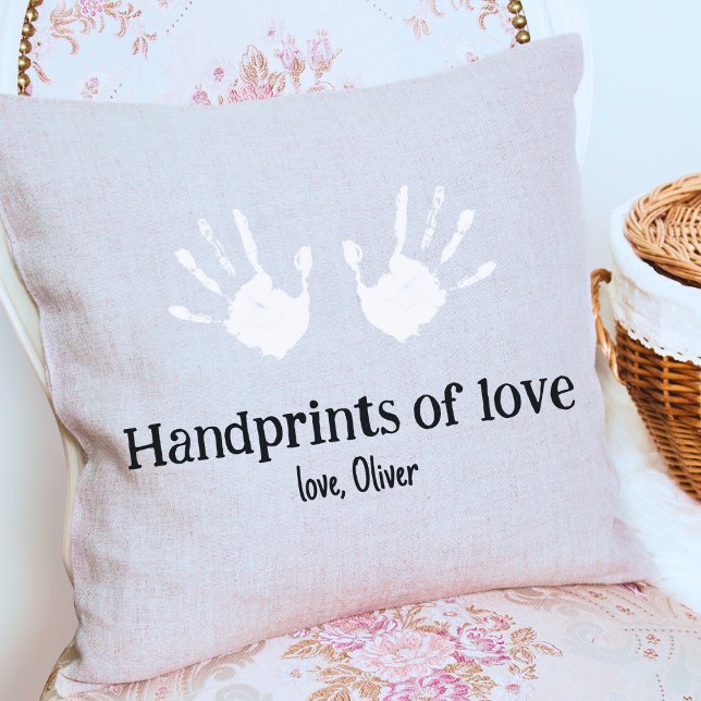 Almofada Manchas personalizadas do amor Crianças mãos Neutr (Create-your-own Handprints Throw Pillow)
