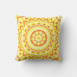 Almofada Mandala Amarela Brilho Boho Decoração Ensolarada