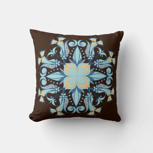 Almofada Mandala Bloom Pillow in Chocolate Brown (Frente)