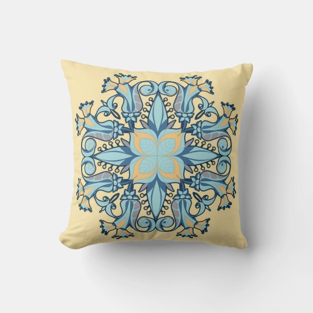 Almofada Mandala Bloom Pillow in Yellow (Frente)