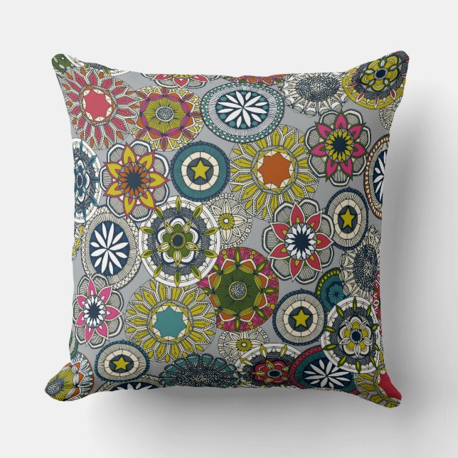 Almofada mandala circo festival prata (Frente)