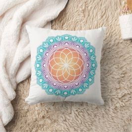 Almofada Mandalá Colorido com Meditação de Geometria Sagrad