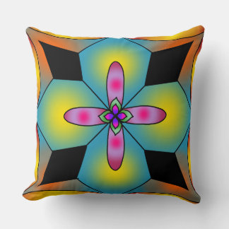 Almofada mandala colorido em estilo de azulejo