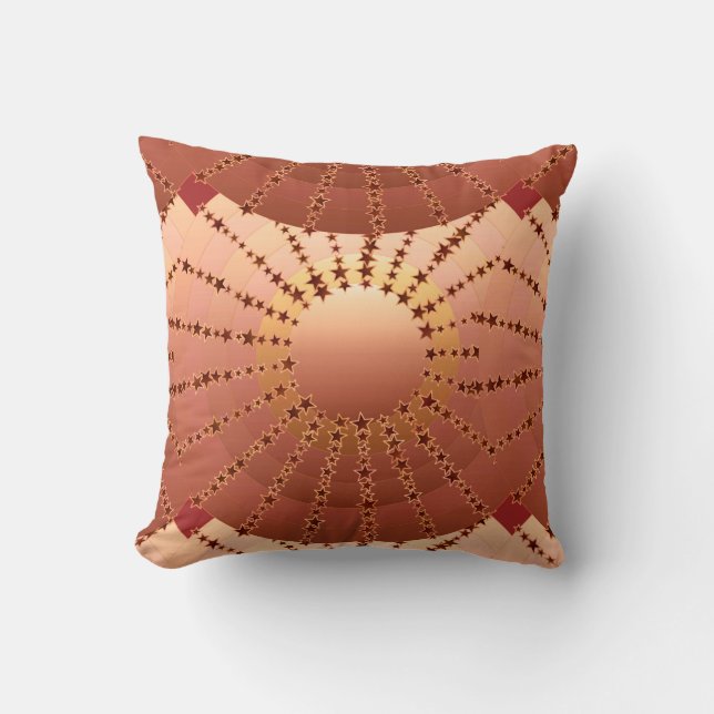 Almofada Mandala com Estrelas - gradiente de cetim de cobre (Frente)