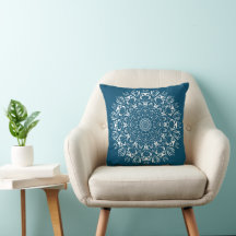 Mandala de coruja azul e branca