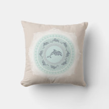 Mandala de Golfinhos Azul Claro Bege Costeiro