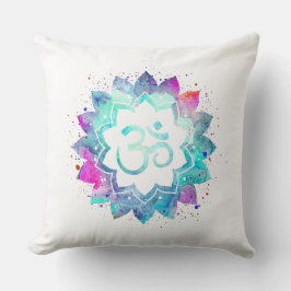 Almofada Mandala de Lotus da aguarela do símbolo do OM do