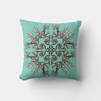 Almofada Mandala de Serpentes Art Nouveau - Azul Teal Dark
