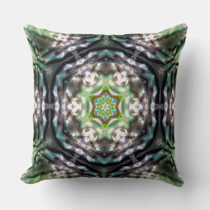 Almofada Mandala dentro hexagão, antigo prateado, metal mar