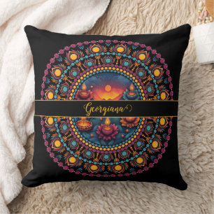 Almofada Mandala do Festival Colorido Personalizado de Diwa