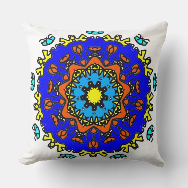 Almofada Mandala do Sol Azul (Frente)