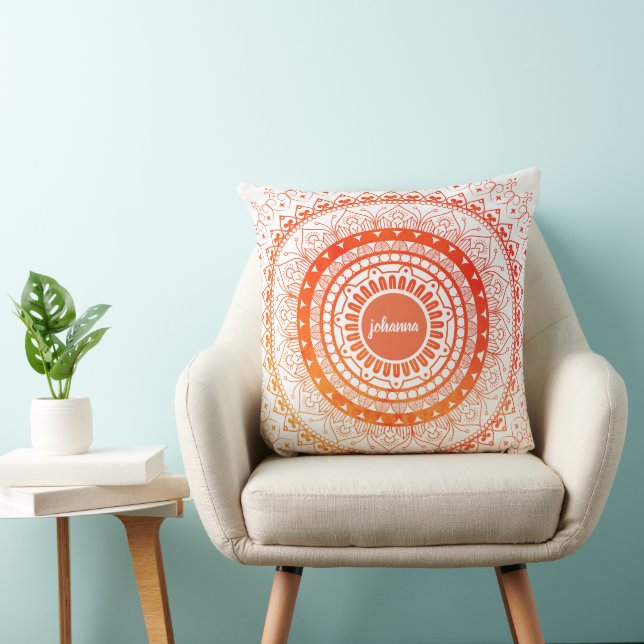 Almofada Mandala Espiritual Laranja Amarelo Personalizado (Cadeira)