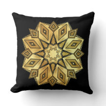 Mandala Estrela Dourada em Fundo Preto