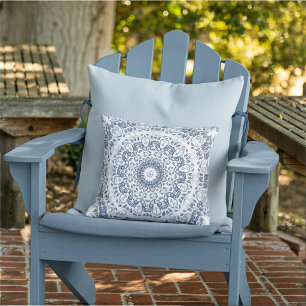 Almofada Mandala Floral Azul Empoeirado