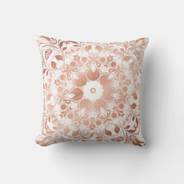 Almofada Mandala Floral em Rose Gold (Frente)