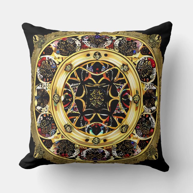 Almofada Mandala Intricadamente Detalhada Com Cores Vibrant (Frente)