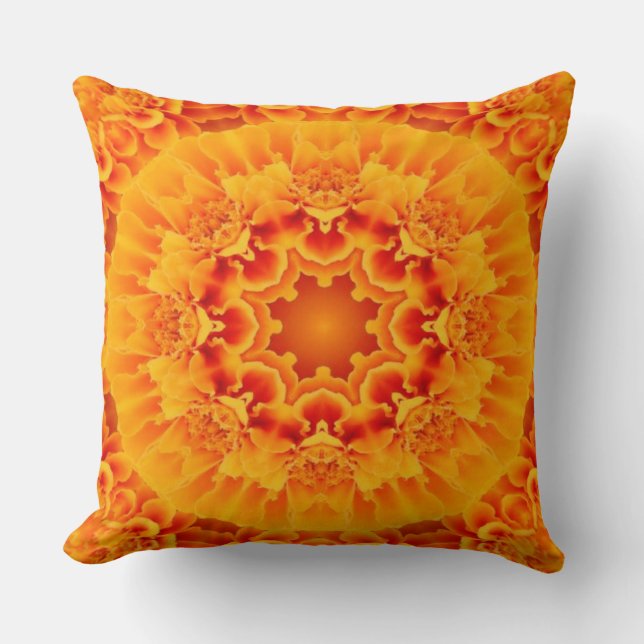 Almofada Mandala Laranja de Marigold (Frente)