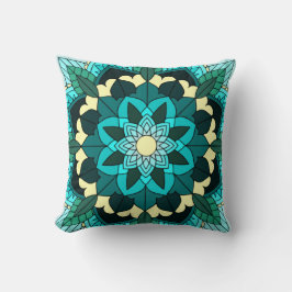 Almofada Mandala Padrão 02 em aqua