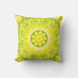 Almofada Mandalá Primavera Verde Amarelo Floral Boho