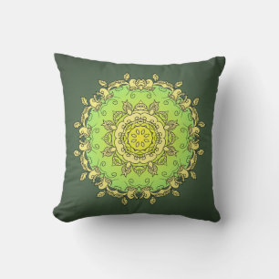 Almofada Mandala Psicodélico Verde Amarelo