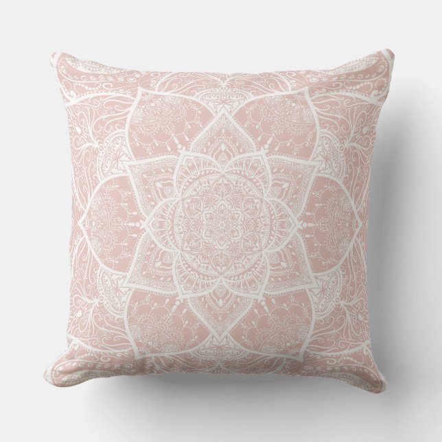 Almofada Mandala rosa e branca - Loergann no Mallow (Frente)