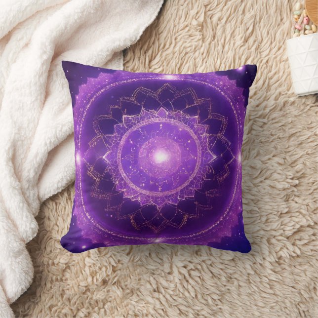 Almofada Mandala Roxo do Chakra da Coroa (Cobertor)
