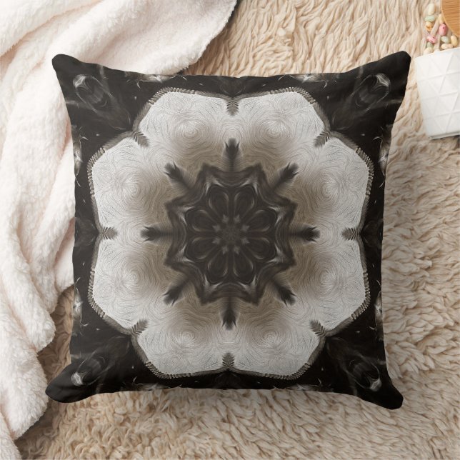 Almofada Mandala Texturizado Marrom e Creme Giratório (Cobertor)