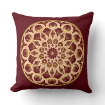 Mandala vermelho-bordô dourado em fundo vermelho-b