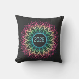 Almofada Mandalala Fractal Psicodélico de 2026 com Neon