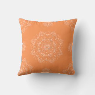 Almofada Mandalas brancas em laranja