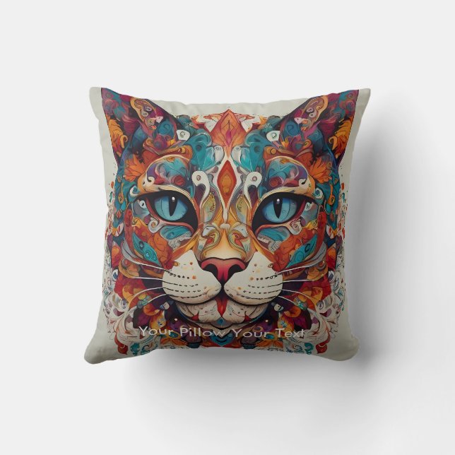 Almofada Mandalas Feline Boho Místico (Verso)