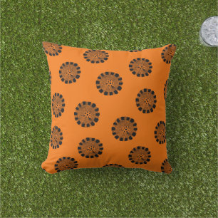 Almofada Mandarim Sonha Padrão Laranja e Preto