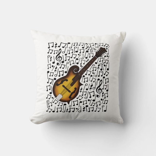 Almofada Mandolin Musical Notes Mandolinista Músico Folclór (Frente)