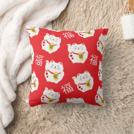Almofada Maneki Neko Cute Lucky White Cat