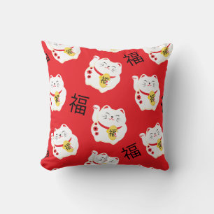 Almofada Maneki Neko, um bom gato da fortuna