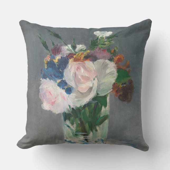 Almofada Manet | floresce em um vaso de cristal, c.1882 (Frente)