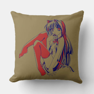 Almofada Manga Americano Gata Neko Kawaii Anime