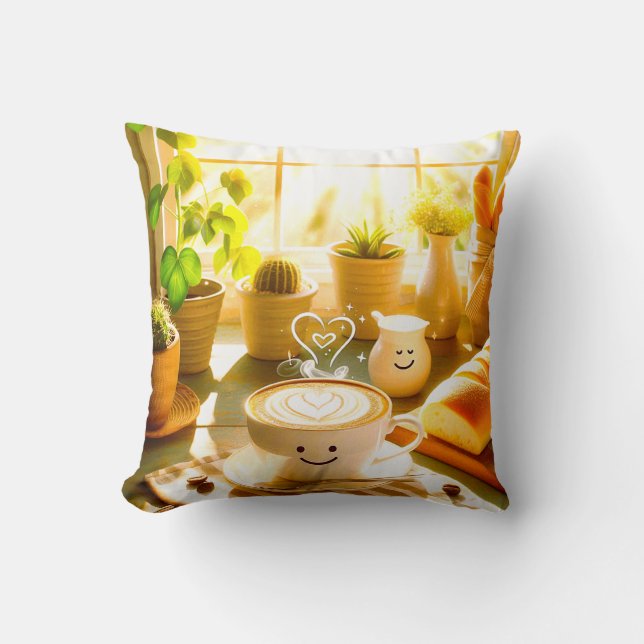 Almofada Manhã de Cappuccino pacífica e encantadora (Frente)