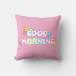 Almofada Manhã Kawaii com Sol e Nuvens Arco-íris