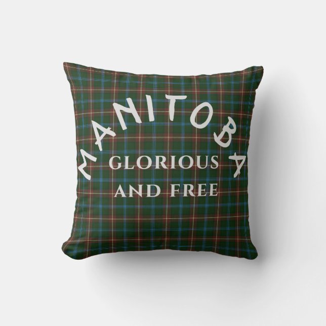 Almofada Manitoba Motto e Tartan (Frente)