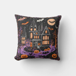 Almofada Mansão Assombrada Morcegos Abóbora de Halloween De
