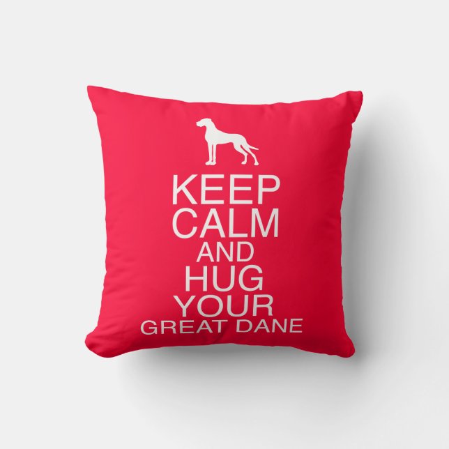 Almofada Mantenha a Calma com Great Dane (Frente)