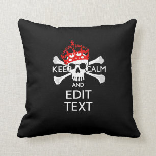 Almofada Mantenha o seu texto calmo, crossbones de crânio