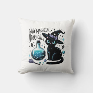 Almofada Mantenha-se magia e meowgical bruxa negra