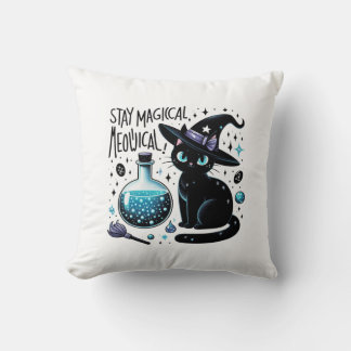 Almofada Mantenha-se magia e meowgical bruxa negra