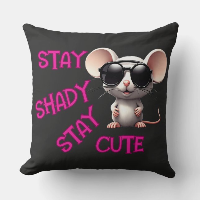 Almofada Mantenha-Se Sombrio, Fique Com O Rato Bonito (Frente)