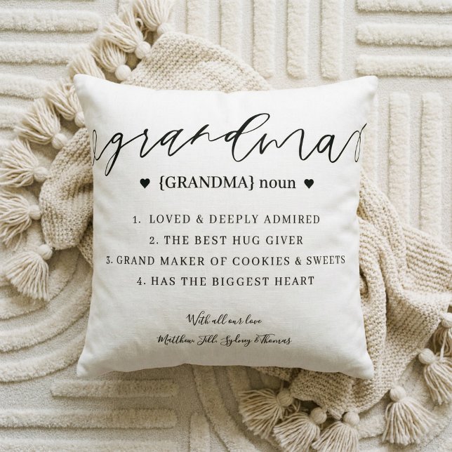 Almofada Manutenção de Definição de Avó Personalizada Elega (Custom Grandma Definition Mother's Day Keepsake Throw Pillow)