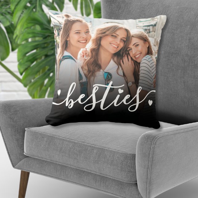 Almofada Manutenção de Fotografias Personalizada dos Melhor (Custom Best Friends 2 Photo Keepsake Throw Pillow)
