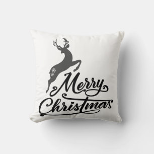 Almofada Mão De Natal Escrita, Saltando Deer E Floco De Ne